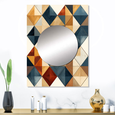 Mosaïque de tons naturels gris et beige - miroir mural géométrique unique, miroir moderne, impression d'art en métal