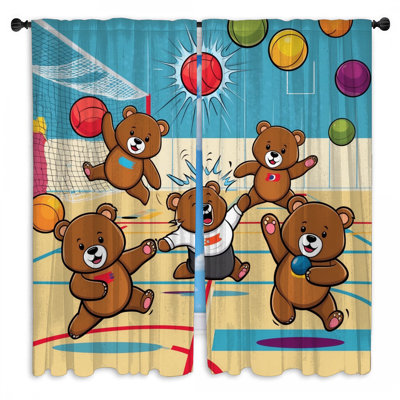Caricature de dessin animé Bears jouant des rideaux obscurcissant et obscurcissant - 2 panneaux
