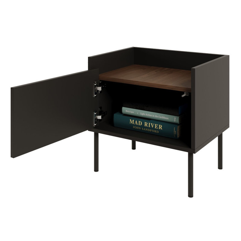 48.2cm W Manufactured Wood Bedside Table, Black
