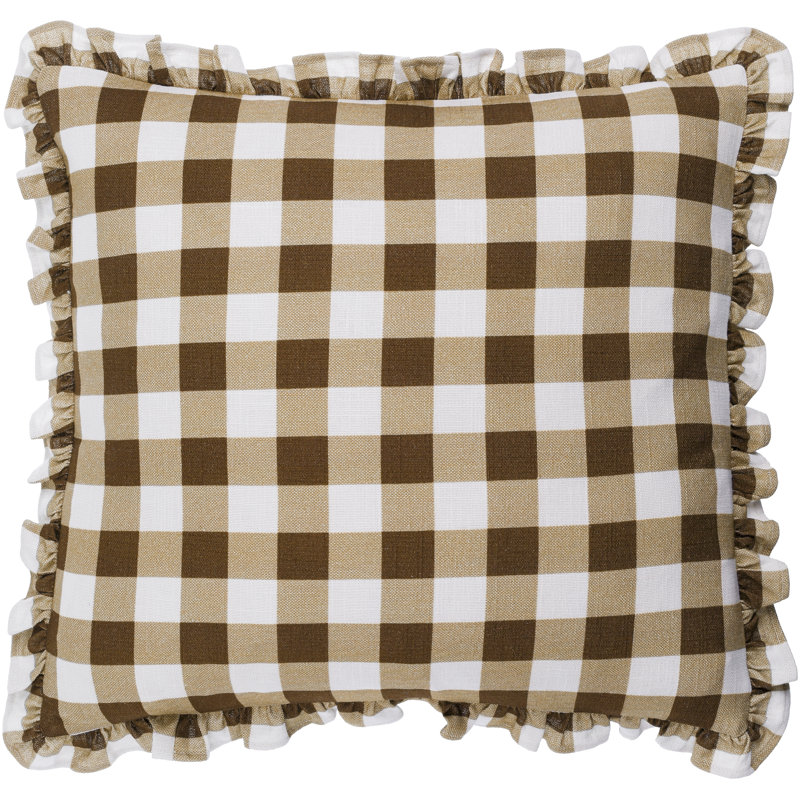 Coussin décoratif en coton Zeppelin, 20 po x 20 po, Housse de coussin seulement - sans insert, Tissu écossais brun