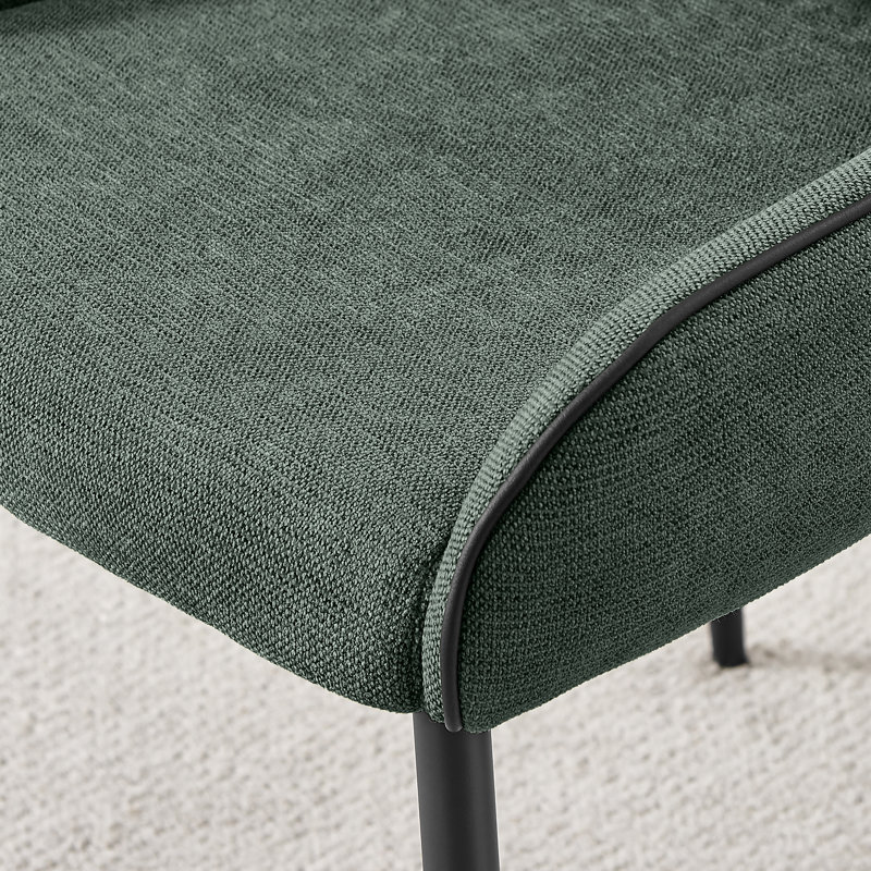 Ophelia Luxury Fabric Upholstered Dining Chair with Metal Legs, Green