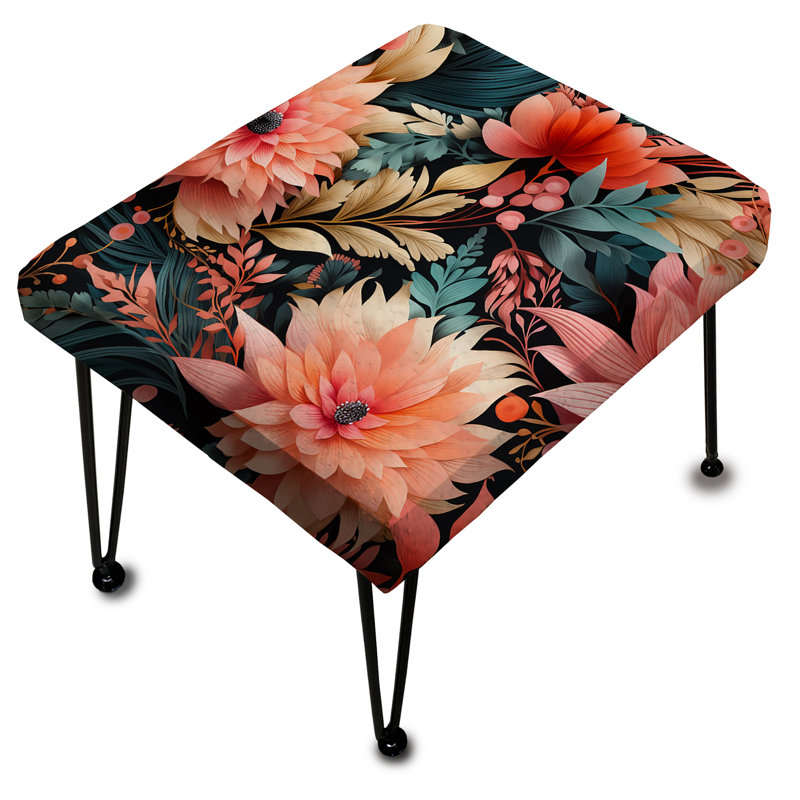 Ailes de chrysanthème roses Boho - Repose-pieds rectangulaire floral