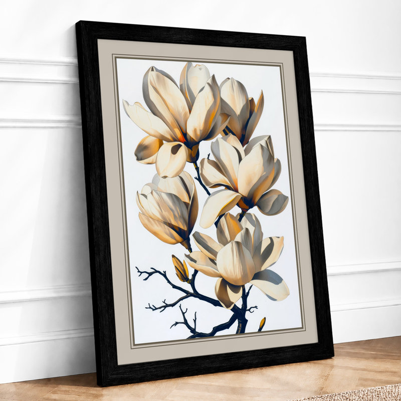 Magnolia Branch Botanical - Print, A2 - 59.4 x 42.0 cm, Black