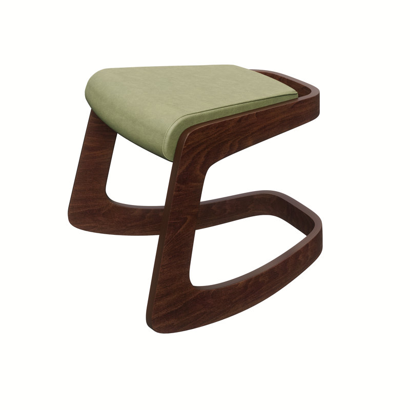 Tabouret Makau, Vinyle vert sauge, Bois foncé