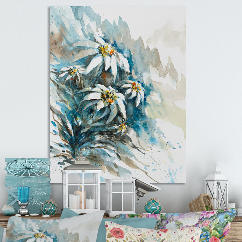 «Abstract Rare Edelweiss Flowers», reproduction de cadre photo sur toile, H 20 po x l 12 po x P 1 po, Toile tendue
