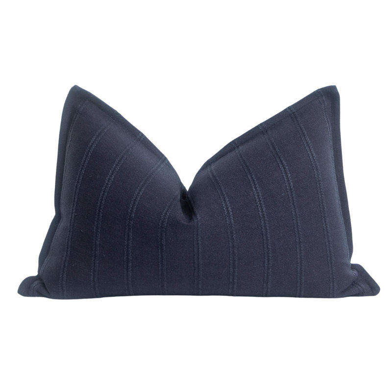 Indigo Stripe Self-Flange Knife Edge Accent Pillow