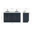 Meuble-lavabo double ovale 60 po à chevrons avec comptoir en quartz Carrara blanc 1,5 po bleu minuit-700070834-700070832