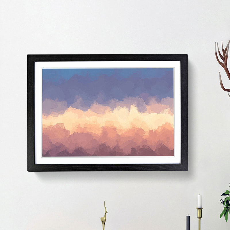 Cloud Stripes in Abstract - Picture Frame Graphic Art Print, Black Framed, 36cm H x 48cm W x 2cm D