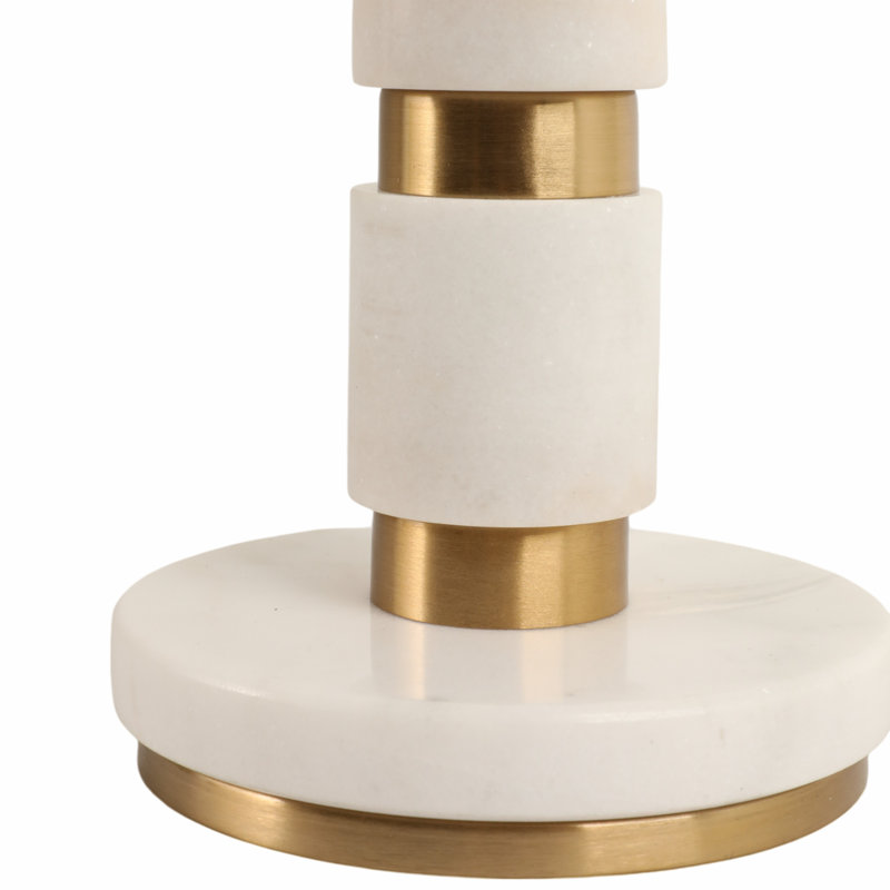 Lampe de table - Pierre et tissu - Accent moderne glam - Design élégant en marbre contemporain avec détails non tissés