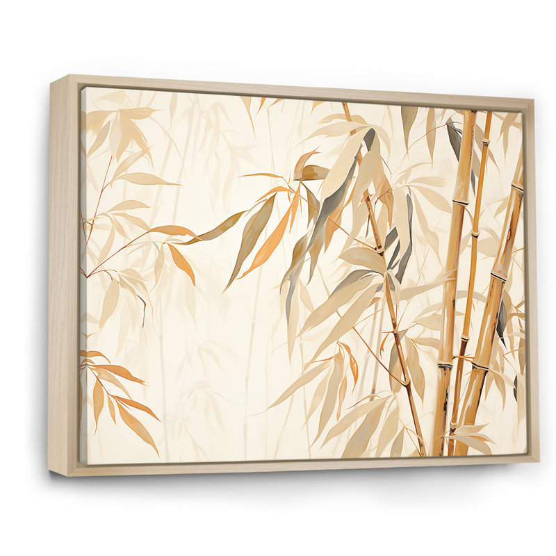 «Mute Bamboo Embrace II», art mural sur toile de bambou_106614, H 16 po x l 32 po x P 1 po, Cadre naturel flottant