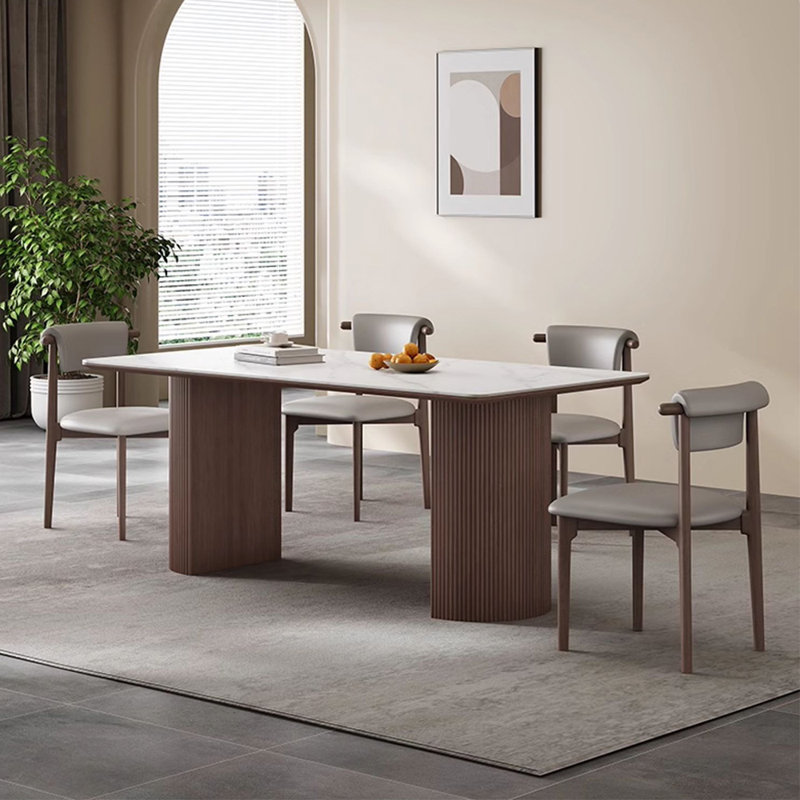 Nordic simple rectangular dining table set, 29.5"H x 59"L x 31.5"W