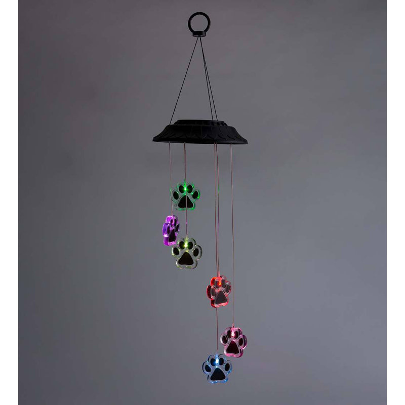 Paw Print Solar Multi Color Wind Chime