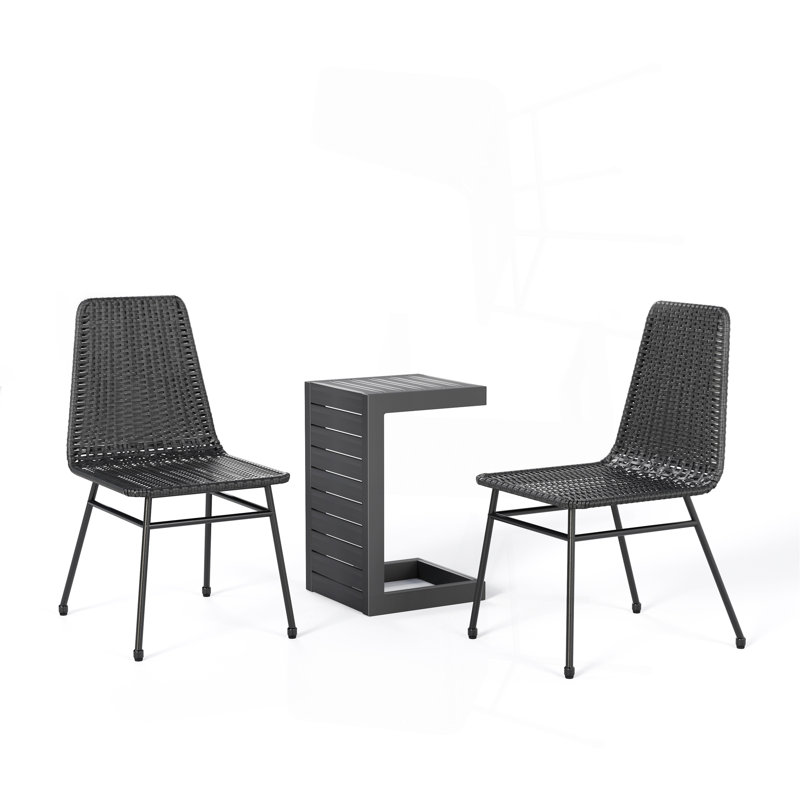 Dark Brown Chair(2)+Black Accent Table