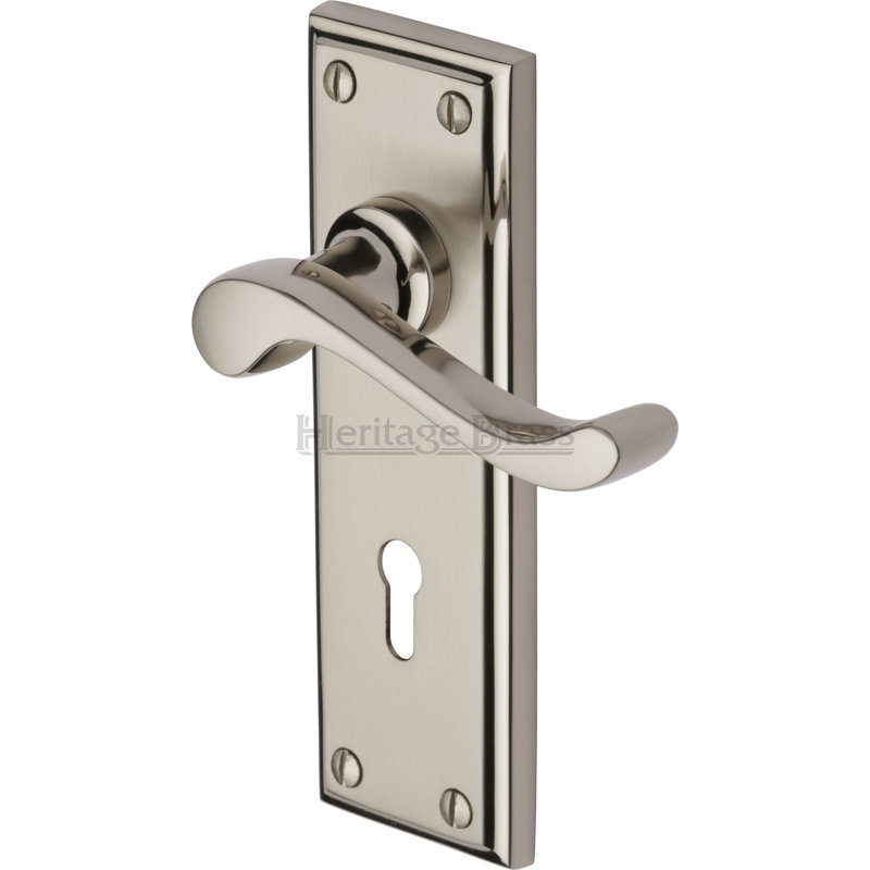 Heritage Brass Heritage Door Handle Lever Lock Edwardian Design, Mercury Split