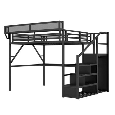 Lit mezzanine en métal avec bureau et station de charge Lit mezzanine avec lumière pour enfants adolescents
