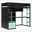 Lit mezzanine simple en bois avec bureau et rangement-133569008-133569009