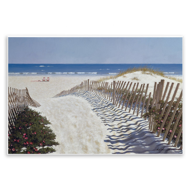 Art mural, chemin clôturé à la plage par Zhen-Huan Lu, H 10 po x l 15 po
