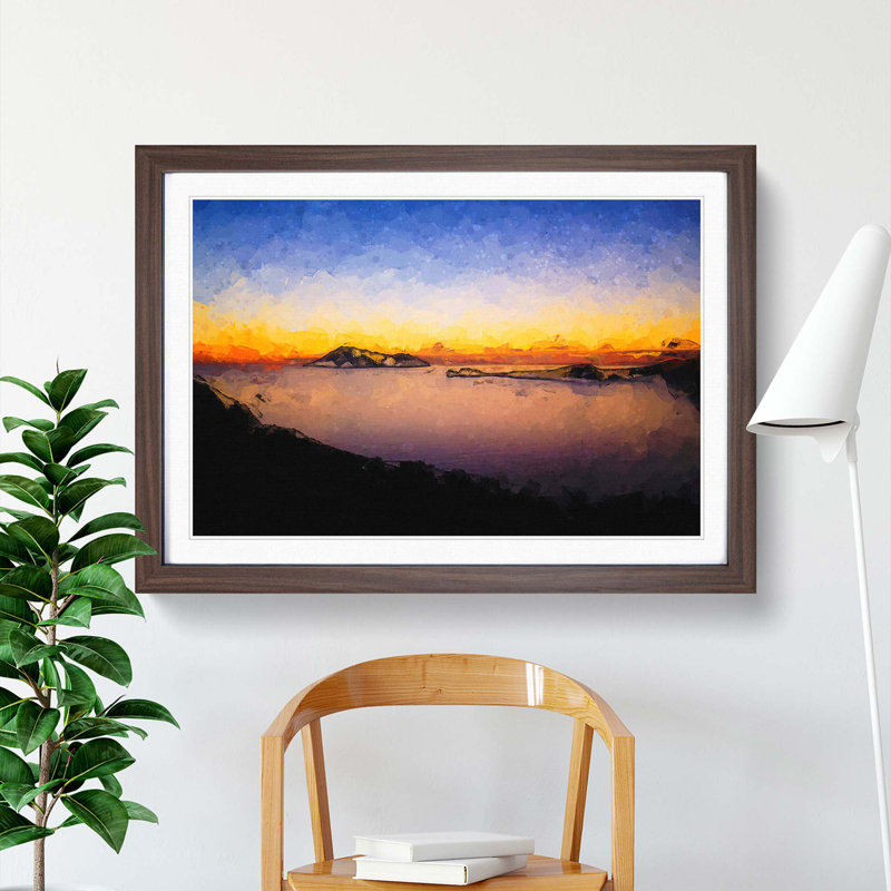 Sunset in Kythnos Greece in Abstract - Picture Frame Graphic Art Print, Walnut Framed, 27cm H x 36cm W x 2cm D