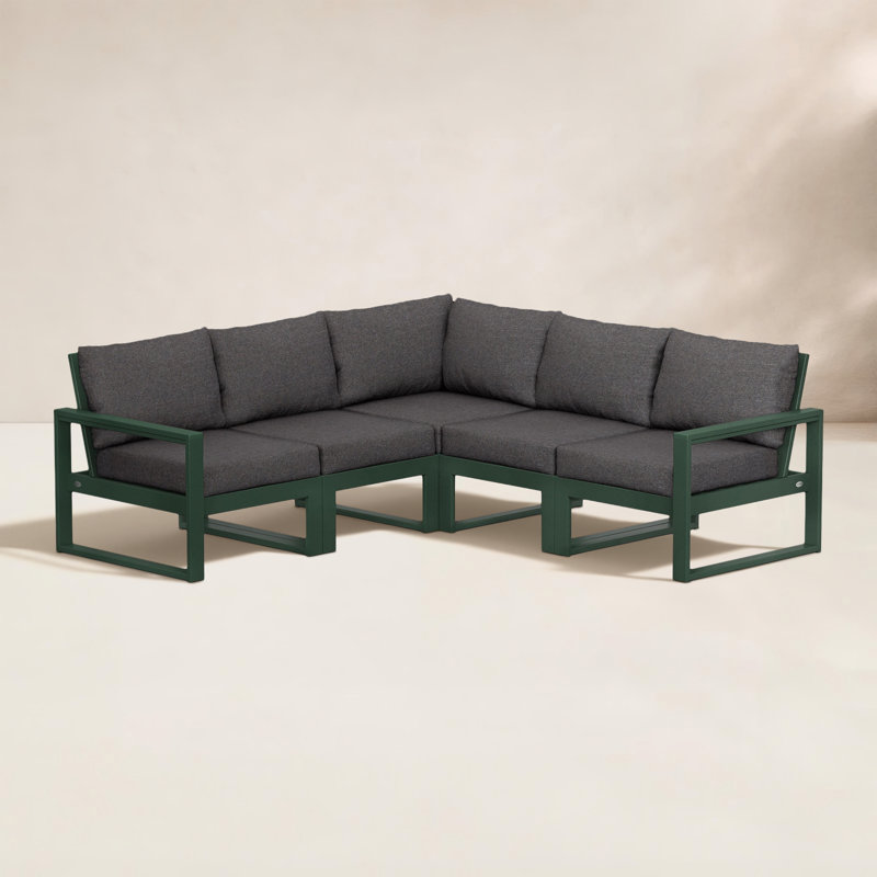 POLYWOOD® Edge 85" Patio Sectional, Cast Ash, Green