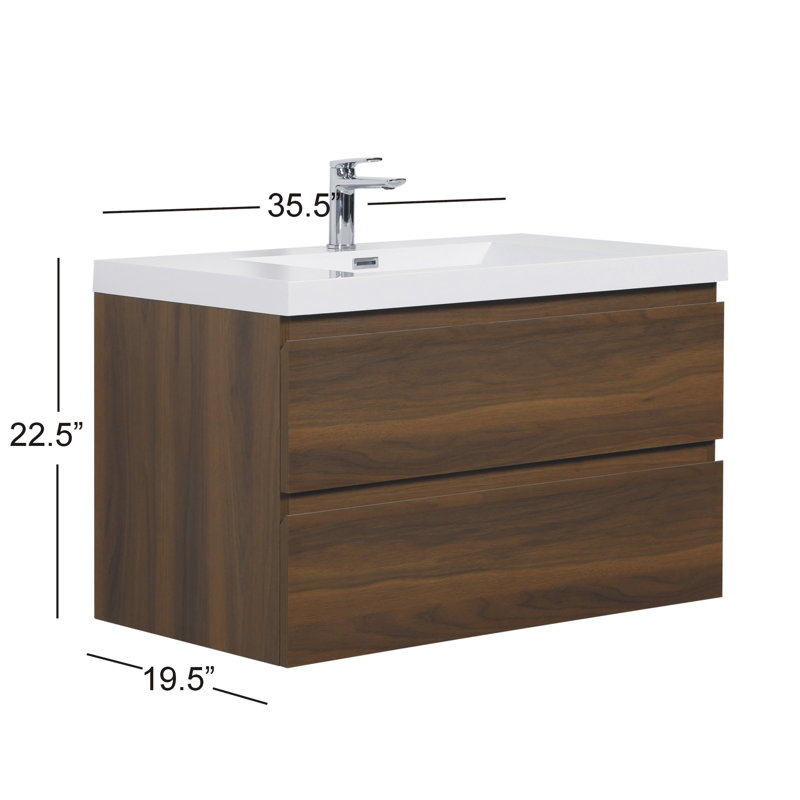 Bacup 35.5" Wall-Mounted Single Bathroom Vanity Set