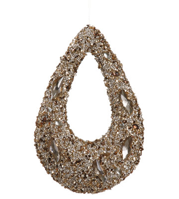 7.5" Brown and Silver Sequins and Jewels Hoop Christmas Ornament