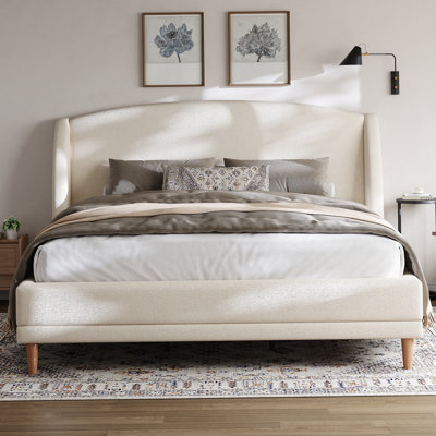 Lit plateforme tapissier Romano Boucle