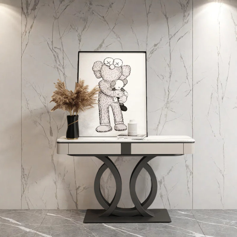 Console de luxe italienne, H 33,5 po x l 39,4 po x P 13,8 po, Noir