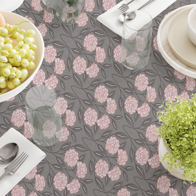 Rectangular Tablecloth, 100% Cotton, Floral 55, 84" x 52"