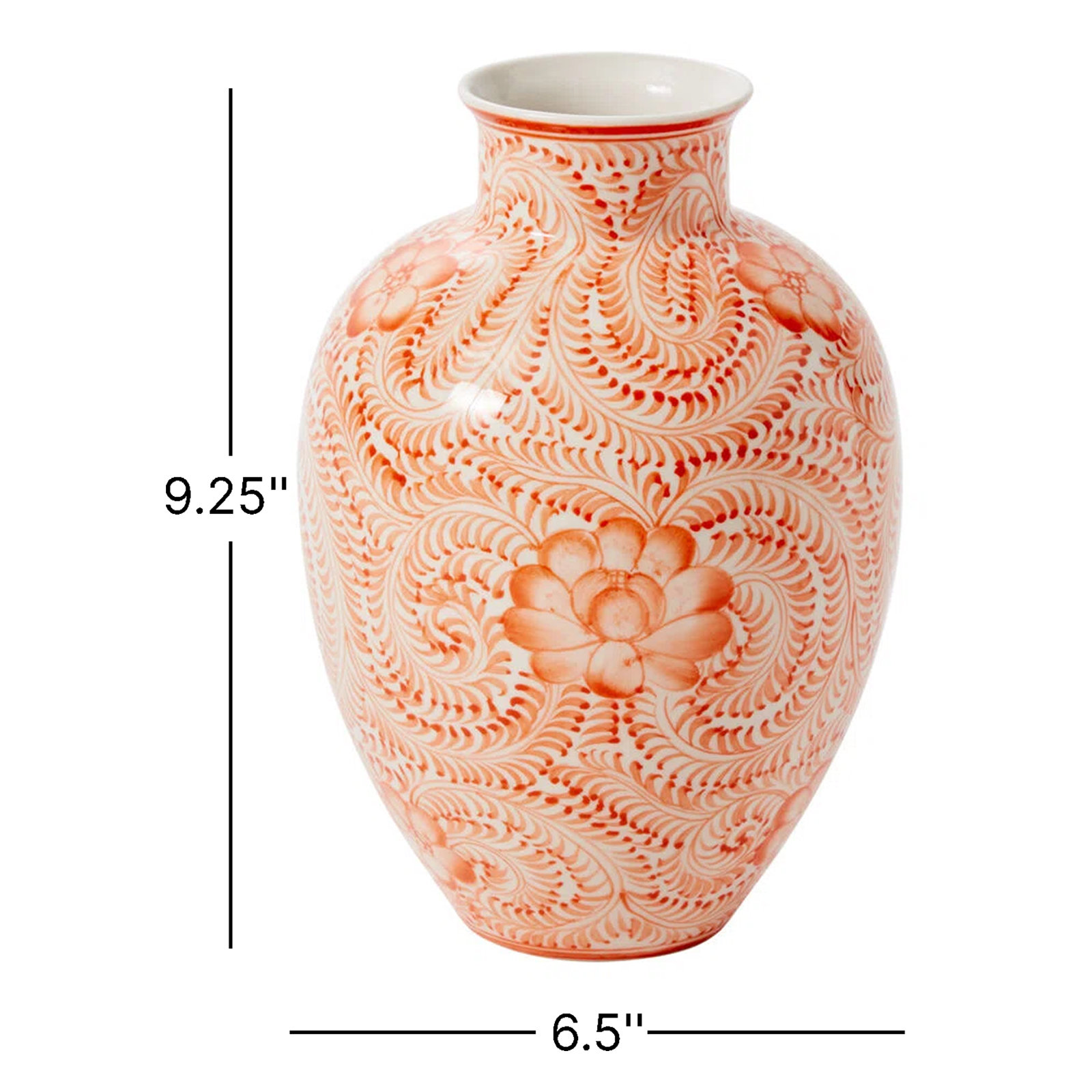 Grigg Eleanor Vase Coral 6.5"x 9.25"