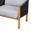 Fauteuil club d'extérieur en bois avec décoration en corde gris foncé et coussin en bois de haute qualité, configuration élastique