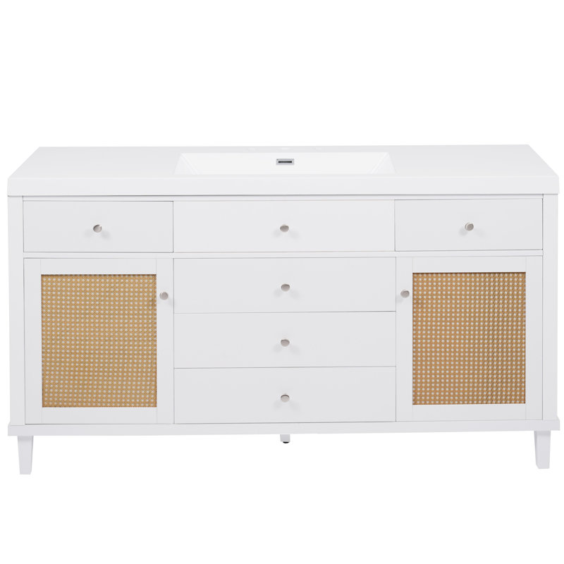 Meuble-lavabo 60 po avec lavabo SMC, Blanc