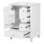 Meuble-lavabo autoportant de 24 pouces avec lavabo en céramique, tiroirs et tablettes de rangement, panneau de fibres à densité moyenne durable et fabrication en bois massif pour les petites salles de bain-830567285