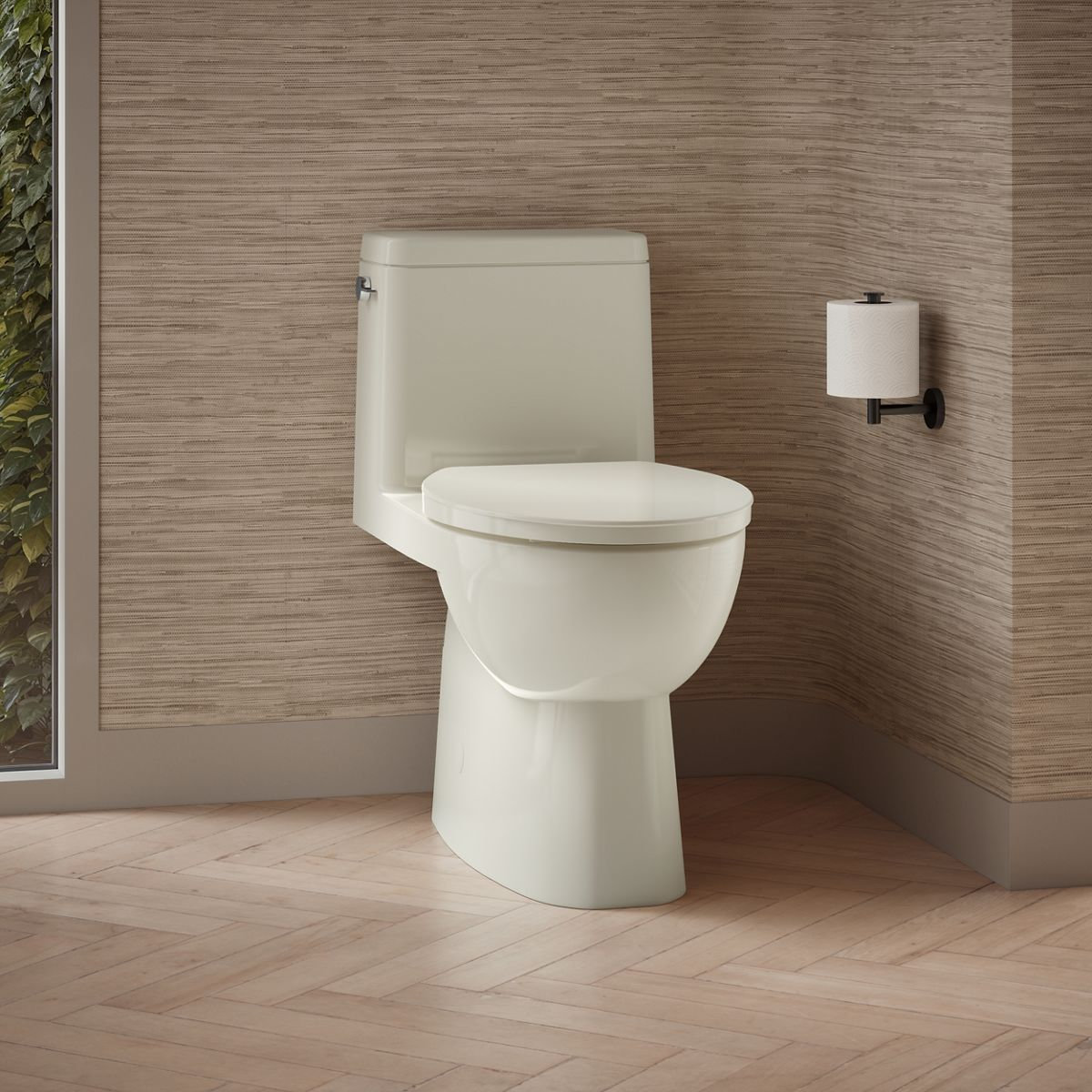 Reach 1.28 GPF Elongated Toilet, Biscuit
