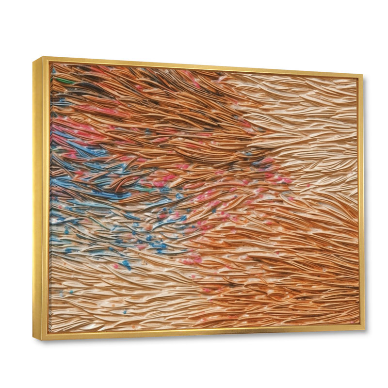 «Terracotta Bliss Texture Abstract», reproduction d'art sur toile, 24" H x 32" W, Cadre flottant doré