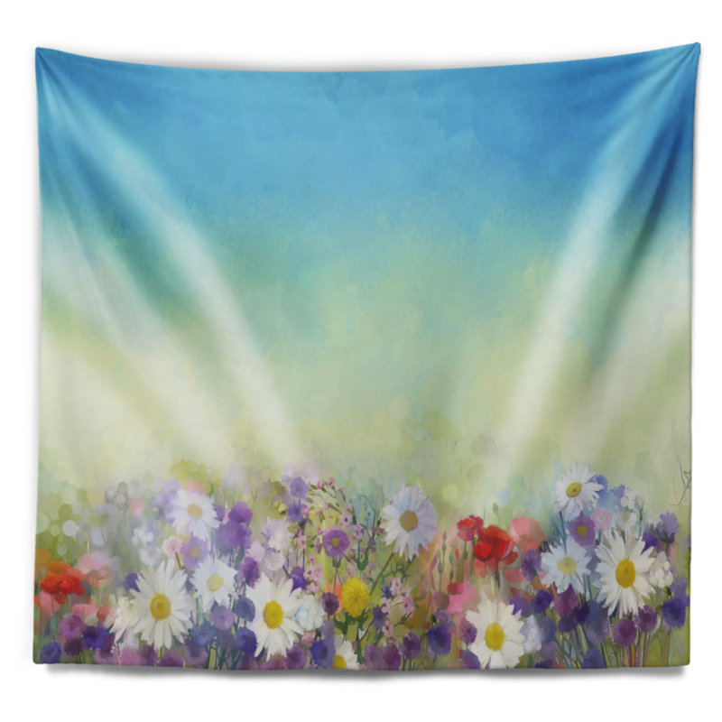 Tapisserie en polyester fleurs douces en arrière-plan avec accessoires suspendus inclus, H 68 po x l 80 po