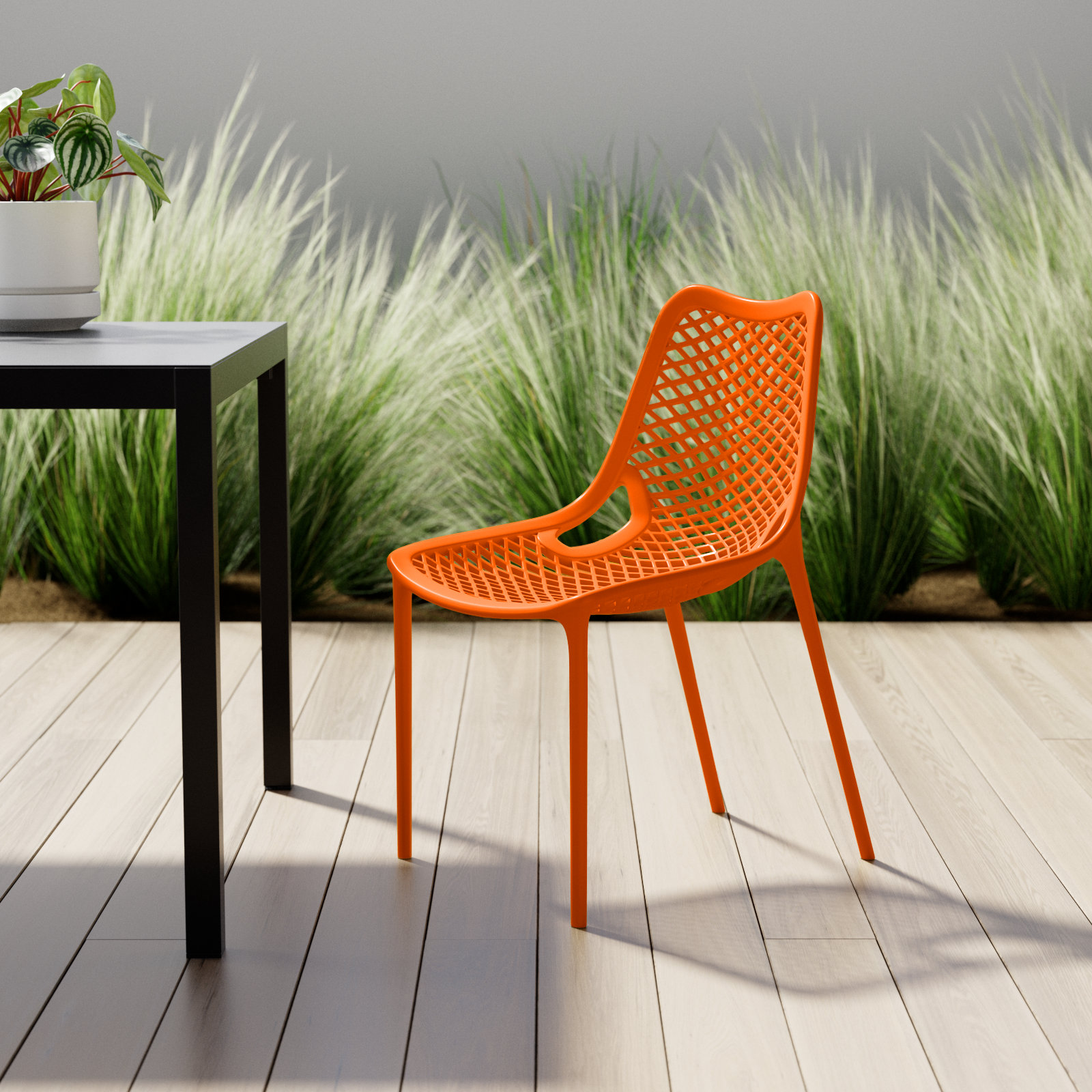 Farrah Stackable Patio Side Chair, Orange