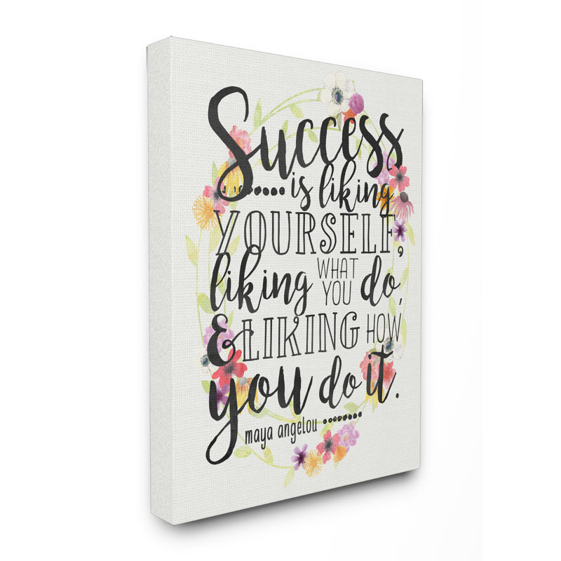 «Success Is Liking Yourself» par Erica Billups, reproduction d'art textuel sur toile, H 30 po x l 24 po, Toile tendue