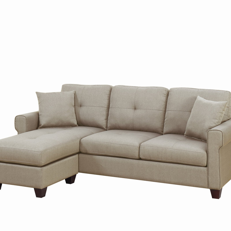 2-PCS SECTIONAL Polyfiber Sectional Set, Beige Fabric