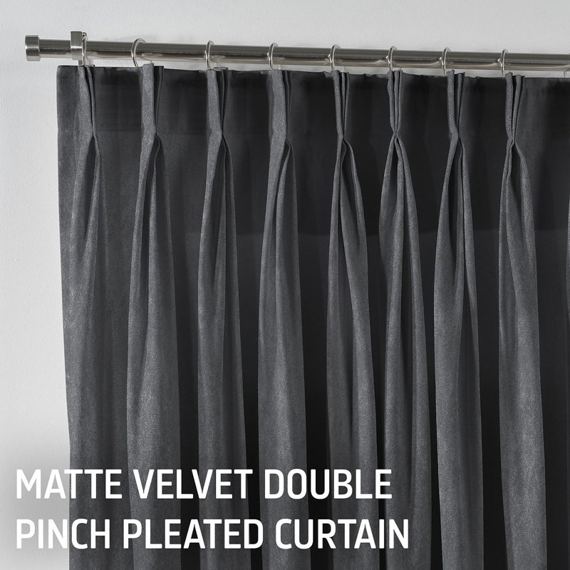 Room Darkening Single Curtain Panel, Grey, 190cm Width x 125cm Drop