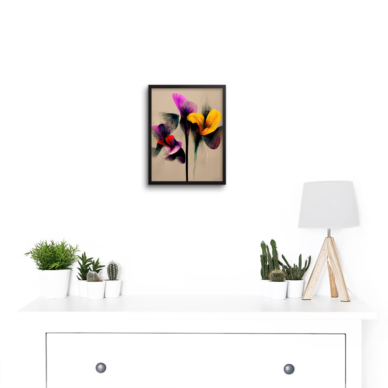 Abstract Lily Flowers Floral 1 Piece Single Picture Frame Wall Art