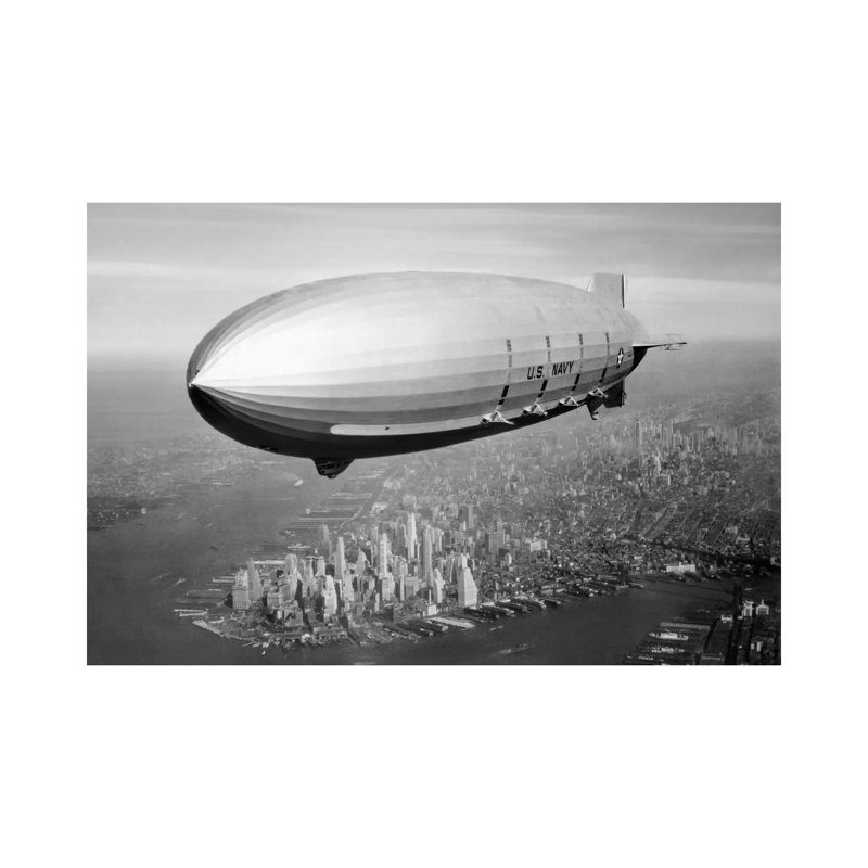 USS Macon Airship Flying Over New York City by Stocktrek Images - Wrapped Canvas Print, 101.6 cm H x 66.04 cm W x 1.91 cm D