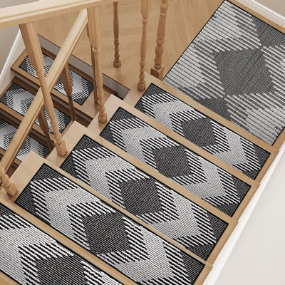 Non-Slip High-Low Boho Stair Treads Brown