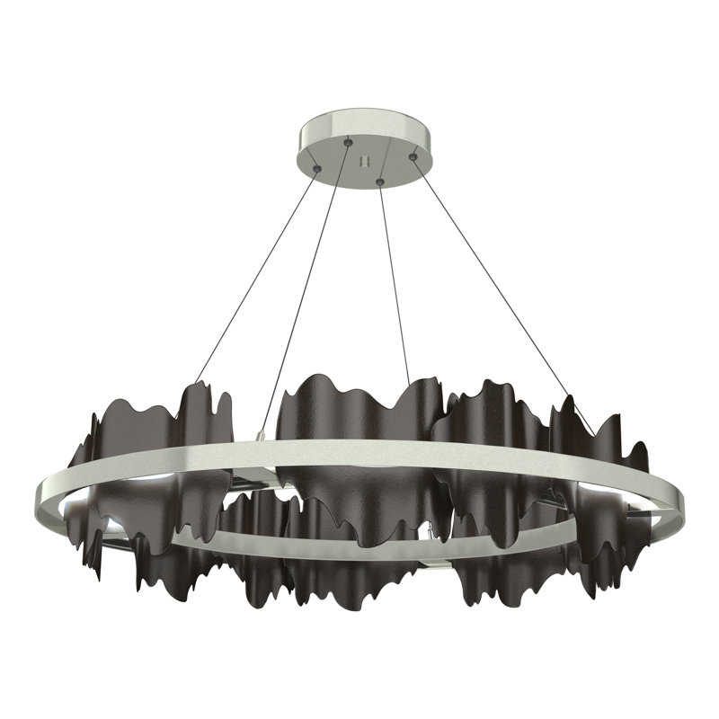 Luminaire suspendu géométrique à 1 lumière Hildene, Argenté, Bronze huilé