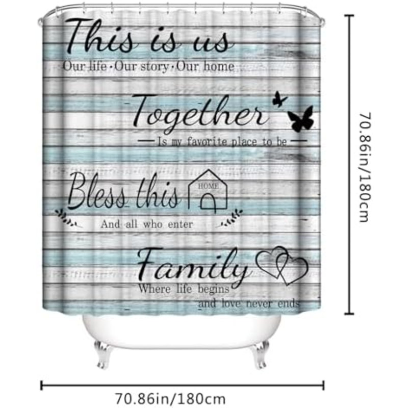 Ensemble de rideau de douche 4Pcs Family, Bois