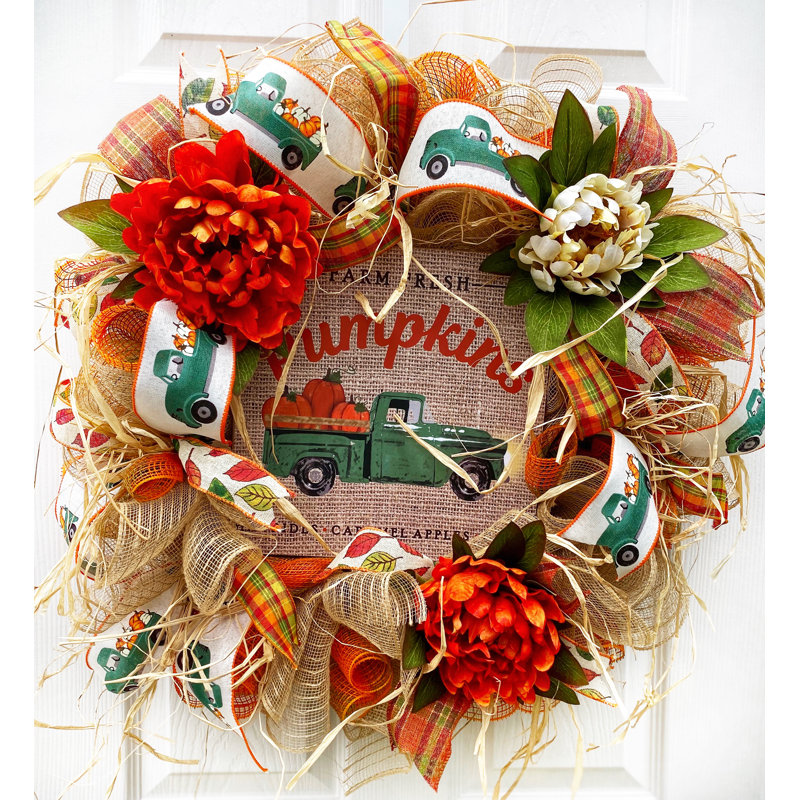 Handcrafted Faux Mum 20'' Wreath