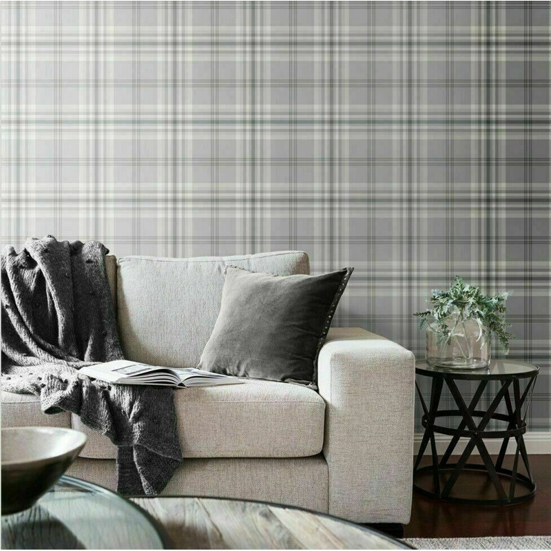 Silver Grey Wallpaper Plain Luxury Glitter Metallic Modern Shiny Various Designs[165521 - Kelso Check Tartan]