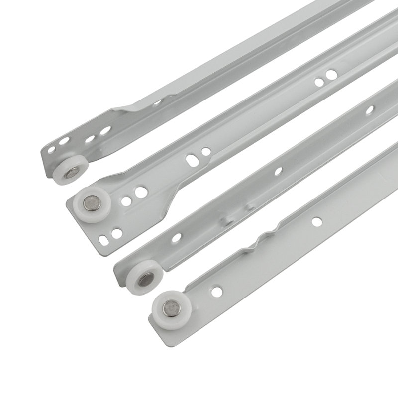 Glissières de tiroir à fermeture latérale 12 po - Extension 3/4 capacité 75 lb. Finition blanche