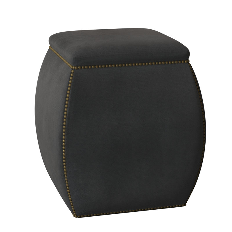 Delta 19" Square Pouf Ottoman, Brass, Akiko Graphite Performance 5534-011