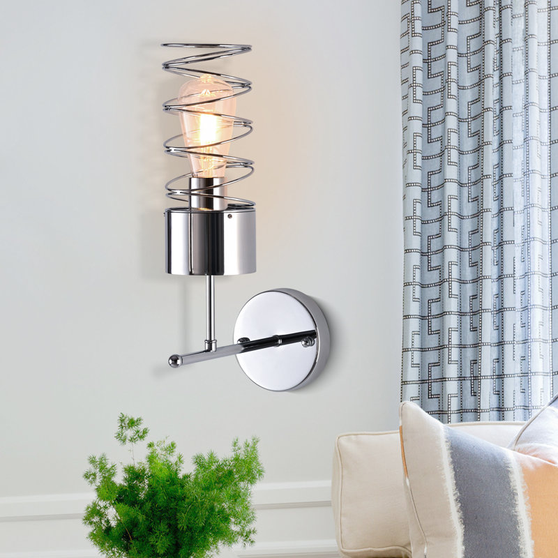 CurveCurio 10-Inch Modern Matte Metal Wall Light Sconce for Bedroom and Foyer, Contemporary Design, Silver