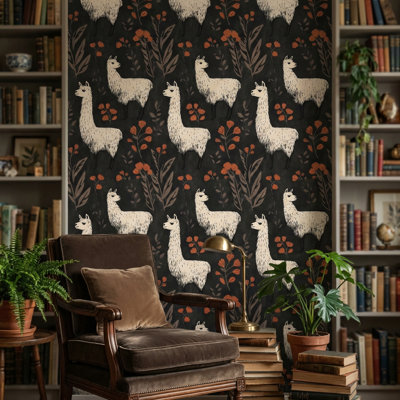 Papier peint floral lamas de Bohème